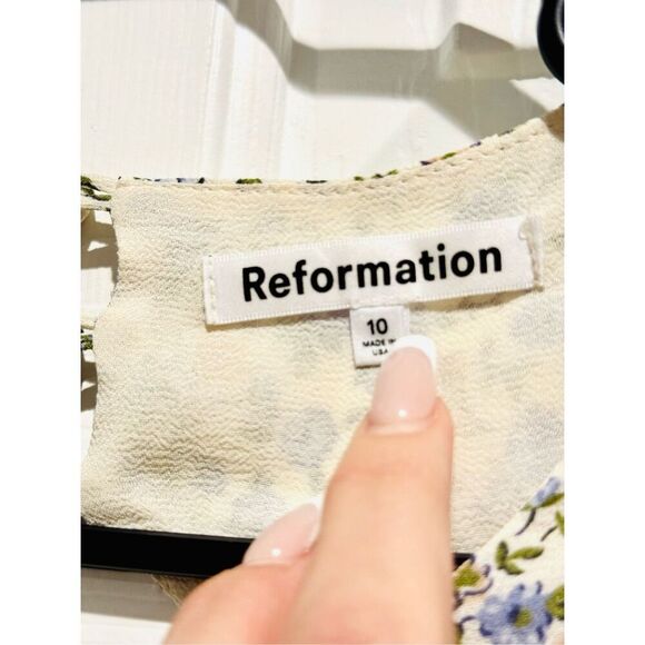 NWOT REFORMATION Idalia Printed Open Back Cutout Ruffle Sleeve Mini Dress 10US - Picture 4 of 16